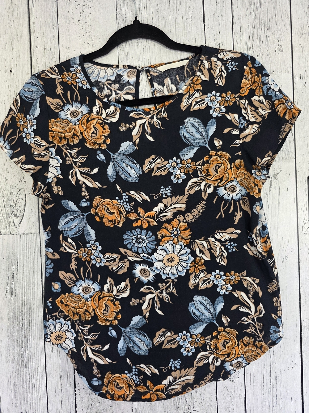 H&M Floral Short Sleeve Blouse Top Estimated Size Small Casual Fall Office
